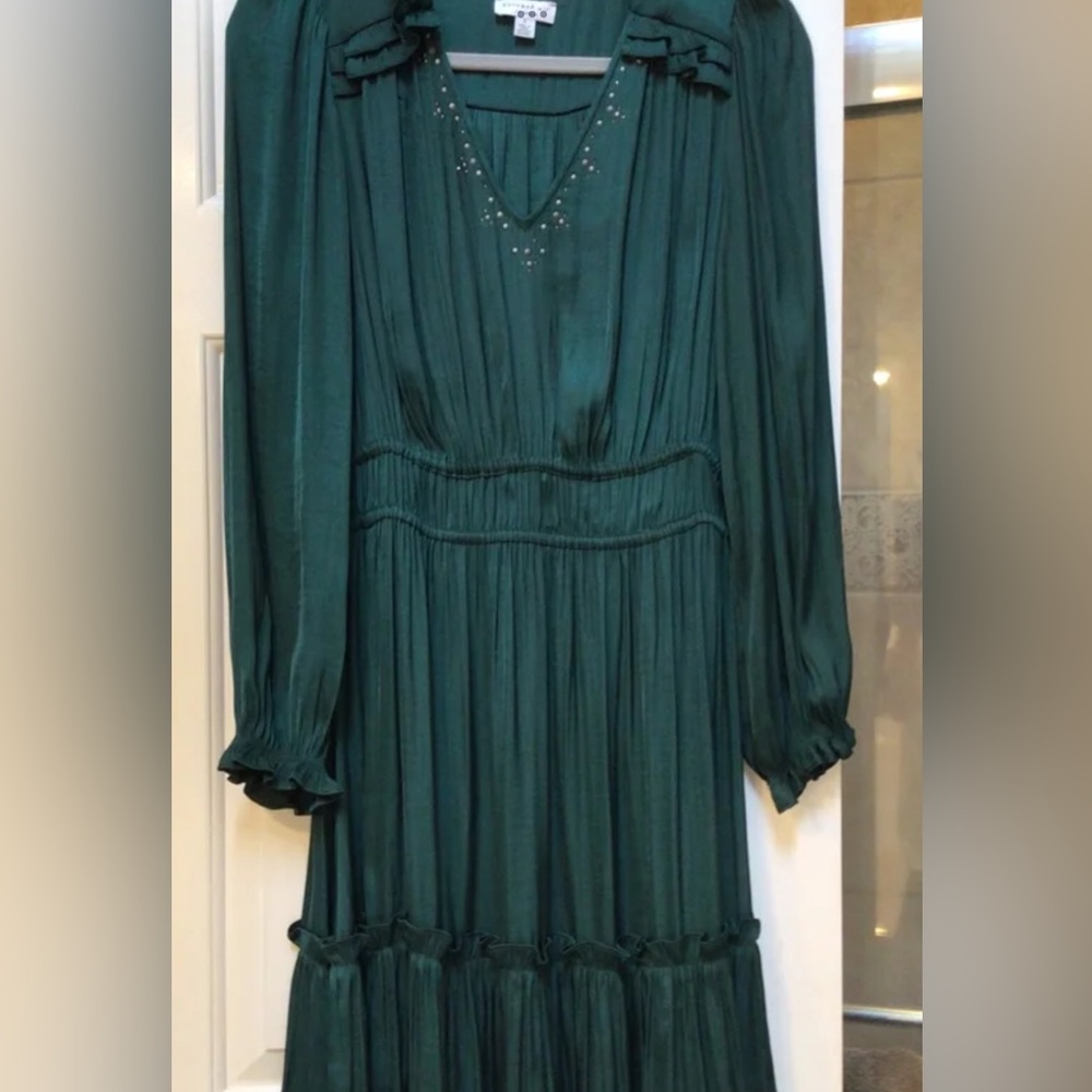 Current Air hunter green knee length dress with stud bead detail